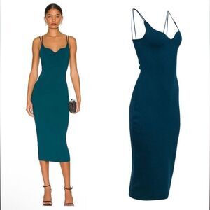 NEW The Sei Double Sweetheart Knit Midi Dress Turquoise Peacock Size Medium